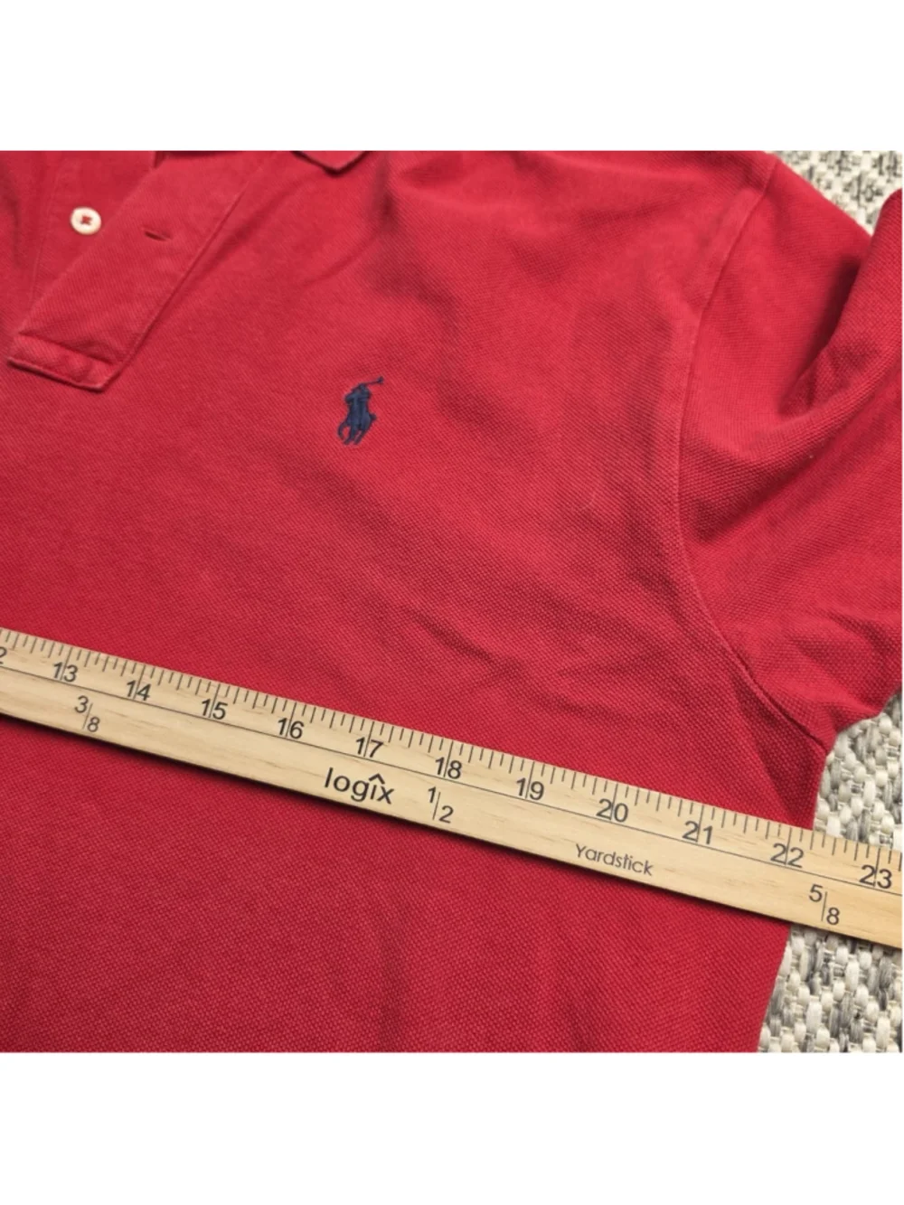 Polo Ralph Lauren Polo Shirt Mens Large Red Cotton Mesh Navy Pony Classic Fit